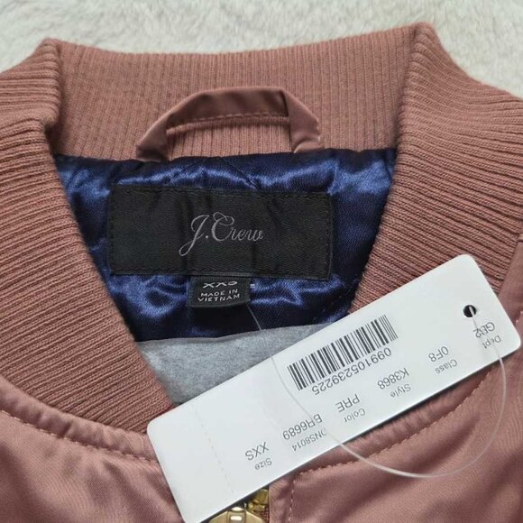 New XXS J.Crew bomber jacket with side zips & quilted lining in Pale Redwood - Picture 3 of 7